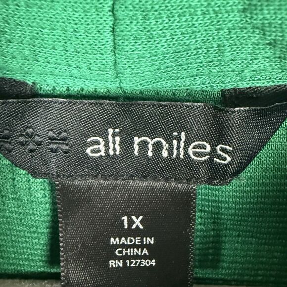 Ali Miles Green Textured Tunic Sweater Mock Neck Top Womens Plus 1X Lagenlook - Picture 5 of 10